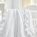 Tufted Ruffle Crib Bedding Set 3 Pieces Baby Boho Quilted Comforter with Fitted Sheet and Bed Skirt - Cute Ruffled Shabby Chic Baby Bedding Soft Blanket Design White by TinyTreasures Baby Boutique