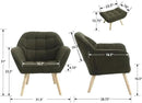 Modern Sherpa Accent Chair with Ottoman Set of 2, Fluffy Upholstered Lounge Chair with Footrest, Comfy Living Room Side Boucle Armchair for Small Space Bedroom, Green by CozyNest Decor
