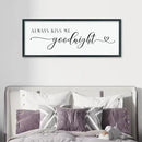 comurdyo Always Kiss Me Goodnight Sign for Bedroom Above bed Wall Decor 40''×15'' Large Wood Frame For Couples Over Bed Hanging Wall Art (Black) by CozyNest Decor