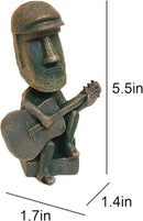 Moai Statue Decor - 6 Inch Easter Island Oranment Resin Stone Decoration for Room Accessories Antique Sculpture for Office Desktop (Play The Guitar) by CozyNest Decor