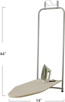 Household Essentials 144222 Over The Door Small Ironing Board with Iron Holder, Natural Cotton Cover Silver by CozyNest Decor