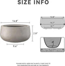 Kante 15.7" Dia Round Concrete Planter, Outdoor Indoor Garden Plant Pots with Drainage Hole and Rubber Plug, Modern Curvaceous Design, Weathered Concrete by GreenHaven Gardens