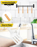 Pack of 4 Silicone Cooking Utensils Set, Non Stick Solid Spatulas and Heat Resistant Slotted Spoons with Wooden Handle, Ideal Wood Kitchen Utensils Set for Frying,Serving,Turning,Stirring (WHITE) by CozyNest Decor