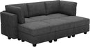 Belffin Terry Fabric Modular Sectional Sleeper Sofa Bed with Storage Convertible Sectional Couches for Living Room 6 Seaters Dark Grey Modular Sofa by CozyNest Decor
