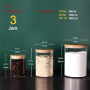 Glass Flour and Sugar Containers, Set of 3 Large Glass Flour Canister with Airtight Lids, Pantry Storage Containers for Suger, Rice, Salt (100 OZ/54 OZ/27 OZ) by CozyNest Decor