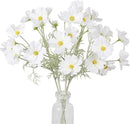 IPOPU White Daisy Flowers Artificial Cosmos 5PCS White Fake Wildflowers 24.5" Silk Flowers with Stems for Home Decor Indoor Artificial Daisies for Wedding Bouquets Floral Craft by CozyNest Decor