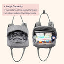 BabbleRoo Diaper Bag Backpack - Baby Essentials Travel Tote - Multi Function Waterproof Diaper Bag, Travel Essentials Baby Bag with Changing Pad, Stroller Straps & Pacifier Case - Unisex, Light Gray by TinyTreasures Baby Boutique
