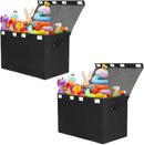 popoly 2 Pack Large Toy Box Chest Storage with Flip-Top Lid, Collapsible Kids Toy Storage Bin Boxes s for Toys, Playroom Organizers, 25"x13" x16" (Linen Black) by TinyTreasures Baby Boutique