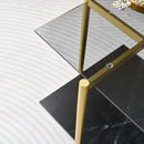 Glass End Table, Mid-Century Modern Design Sofa Table, for Living Room, L18 x W18 x H23 in, Clear Glass Top and Walnut MDF Shelf, Sleek Conical Metal Legs with Gold Finish Frame by CozyNest Decor