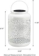 Glitzhome Solar Lantern White Metal Cutout Scrollwork Outdoor Hanging Solar Light with Handle for Garden Patio Yard Outdoor Decor by GreenHaven Gardens