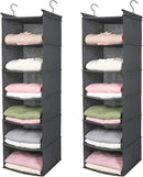 MAX Houser 6 Tier Shelf Hanging Closet Organizer, Closet Hanging Shelf with 2 Sturdy Hooks for Storage,2 Pack, Foldable (Grey) by CozyNest Decor