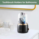 Toothbrush Holders for Bathrooms,Rotating 7-Slot with Cover and Draining Water,Kids Electric Toothbrush Holder and Toothpaste Stand Storage for Bathroom Accessories Counter Organizer Vanity by CozyNest Decor