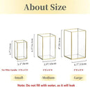 Glass Hurricane Candle Holder Large - Hewory 3pcs Gold Rectangle Flower Holders Centerpiece for Table, Tall Floor Square Pillar Candle Lantern for Wedding, Anniversary, Party, Fireplace, Dining Room by CozyNest Decor