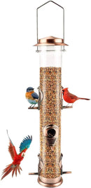 MIXXIDEA Metal Tube Bird Feeders for Outdoors - 6 Ports Hanging Feeder Attracts Wild Birds in Your Lawn, Garden, Balcony - Antique Copper - 1 Pack by CozyNest Decor
