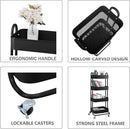 4-Tier Metal Mesh Utility Rolling Cart Storage Organizer Shelf Rack with Lockable Wheels for Living Room Kitchen Office, Black by CozyNest Decor