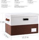 PRANDOM Foldable Storage Bins with Lids [3-Pack] Fabric Collapsible Storage Boxes Baskets Cubes Containers with Handles for Closet Living Room Bedroom (Brown & White 17.7x11.8x11.8'') by TinyTreasures Baby Boutique