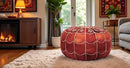 Stuffed Arch Design Moroccan Leather Pouf Ottoman, Handmade, Pre-Filled, 100% Genuine Leather, 14” Height x 22” Diameter – Boho Chic Footstool & Living Room Décor (Honey Cognac) by CozyNest Decor