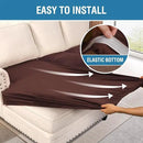 H.VERSAILTEX Velvet Stretch Sectional Couch Covers - 4 Piece L Shape Sofa Seat Cushion Set for 3 Seater + 1 Chaise (Brown) by CozyNest Decor