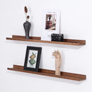 36 Inch Picture Ledge Shelf Rustic Wall Mount Light Walnut Long Narrow Picture Shelves Storage for Books Toys Music Albums Green Plants-Photo Ledge Shelf Set of 3 Mounting Hardware Include by TinyTreasures Baby Boutique