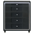 Ravenne 5-drawer Velvet Upholstered LED Chest of Drawers Black by Unique Piece Furniture