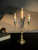 Sziqiqi Gold Taper Candle Holder for Centerpiece - 3-Candle Candlesticks Holder for Wedding Table Centerpieces Metal Candle Stick Holders Fireplace Mantle Decor by CozyNest Decor