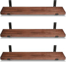 CONSDAN Floating Shelves for Wall Mounted Book Shelf Hanging Shelves Floating Bookshelf for Bedroom, Bathroom, Living Room, Kitchen USA Grown Solid Hardwood, Dark Maple 16x7.5x1.5 in (Set of 3) by CozyNest Decor