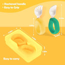 Baby Self Feeding Training Spoon and Fork Set with Travel Case, BPA-Free Cute Circle Toddler Training Utensils, Silicone/ABS Great Tableware Set Spoons Fork for Kids(Deep Green & Light Yellow) by TinyTreasures Baby Boutique