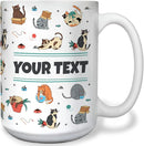 Personalized Mug for Kids - Cats - Custom Name/Text, Ceramic Hot Chocolate/Cocoa/Coffee Cup for Boys/Girls, Birthday/Christmas/Holiday Gift - 15 oz, White Handle by TinyTreasures Baby Boutique