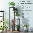 4 Tier Corner Plant Stand For Balcony, Garden & Patio - Rustic Brown by HouseOfZazla