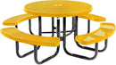 Coated Outdoor Furniture Heavy-Duty Portable Outdoor Picnic Table with Umbrella Hole, Expanded Metal Commercial-Grade Patio Dining Furniture Made in America (46" Round Top, Yellow) by GreenHaven Gardens