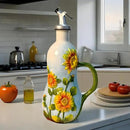 18.26oz/540ml Ceramics Olive Oil Dispenser Bottle,Hand Painted Reliefs Oil Dispenser for Kitchen,Oil Bottles for Kitchen (Sunflower) by CozyNest Decor