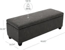 BELLEZE Storage Faux Leather Ottoman, 47 Inch Bench Bedroom Bench with Safety Close Hinge, Extra Long Ottoman with Storage for Living Room, Entryway, Hallway, Foot Rest, Support 300lbs - Rustic Gray by CozyNest Decor