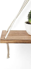 Mkono Macrame Hanging Shelves Boho Wall Decor Set of 2 Rustic Wood Floating Storage Shelf for Bedroom Bathroom Living Room Nursery Dorm Room, Display Shelving for Hanging Plants Photos by CozyNest Decor