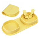 Silicone Foldable Novelty Dinner Plates,Baby Plates Travel Essential with Forks and Spoons,Microwave & Dishwasher Safe,Lemon by TinyTreasures Baby Boutique