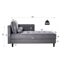 64" Velvet Chaise, Mid-Century Modern Chaise Furniture, Sleeper for Living Room, Apartment, Tool-Free Assembly. (Gray)
