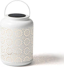 Glitzhome Solar Lantern White Metal Cutout Flower Outdoor Hanging Solar Light with Handle for Garden Patio Yard Outdoor Decor by GreenHaven Gardens