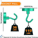 MIKEDE Strong Magnetic Hooks, 110Lbs Heavy Duty Magnetic Hooks for Cruise, Neodymium Earth Magnets with Hooks for Hanging, Super Metal Industrial Magnets for Grill, Storage (Green,10 Pack) by CozyNest Decor