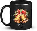 Christmas Jingle Bells Design Ceramic Mug, Custom Christmas Themed Cup With Name, Gift For Sibling, Personalized Coffee Mug With Jingle Bells Design, Customized Xmas Black Cup 11oz 15oz by CozyNest Decor