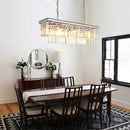 L39.4 Chrome Rectangle Modern Crystal Chandeliers Lighting Rectangular Pendant Ceiling Lights Fixture Lamp for Dining Living Room by CozyNest Decor