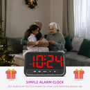 Small LED Digital Clock for Bedroom, Loud Alarm Clock for Heavy Sleepers Adults, Teens | Plug-In Electric Desk Clock | Simple Bedside Nightstand Clock with Adjustable Volume/Brightness/Snooze – Red by TinyTreasures Baby Boutique