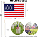 24 Pack 12x18 Inch American Flags For outside, US Flags with Kid-Safe Spear Top, Pluggable ground Multi-Purpose wood Flagpole , Patriotic Decorations, Memorial Day, 4th of July decorations,Independence Day Patriotic Holiday Yard Garden Flags by GreenHaven Gardens