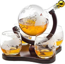 Godinger Whiskey Decanter Globe Set with 4 Etched Glasses for Liquor, Scotch, Bourbon, Vodka, Gifts for Men - 850ml Clear by CozyNest Decor
