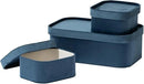 La Jolie Maison Velvet Storage Baskets with Lids, Sturdy Stackable Cardboard Boxes with Decorative Trays, Organizer Bins for Bathroom Bedroom Organizing, Prussian Blue, Set of 3 by CozyNest Decor