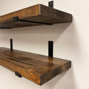 Rustic Shelves with J-Brackets Set of 2, Industrial Shelf, Kitchen Shelves, Solid Wood, Decorative Wall Storage, Heavy Duty, URBANDI (Provincial, 36Wx10D) by CozyNest Decor