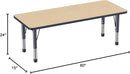 Factory Direct Partners FDP Rectangle Activity School and Classroom Kids Table (24 x 60 inch), Chunky Toddler Legs, Adjustable Height 15-24 inches - Maple Top and Navy Edge by CozyNest Decor