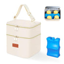 PIIOSER Breast Milk Storage Cooler Bag with Ice Pack, Fits 4 Baby Bottles Up to 5 Ounce, Small Insulated Breastmilk Cooler Travel Bag with Handle Buckle for Nursing & Working Mom Daycare (Cream-XS-1 by TinyTreasures Baby Boutique