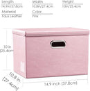 PRANDOM Foldable Storage Bins with Lids [5-Pack] Leather Fabric Collapsible Storage Boxes Organizer Containers Baskets Cube with Cover for Bedroom Closet Office Nursery Pink (14.9x10.8x10) by TinyTreasures Baby Boutique