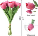 Deep Pink Artificial Tulips, 2 Bundles 14Pcs, Fake Tulips Artificial Flowers, 2 x 2.4 Inch Large Flower Head Big Tulip, Easter Valentine's Day Mother's Day Home Decoration Flowers by CozyNest Decor