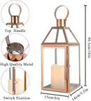 JHY Design Rose Gold Decorative Lanterns 16 inch High Stainless Steel Candle Lanterns with Tempered Glass for Indoor Outdoor Events Parities and Weddings by CozyNest Decor
