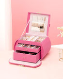 Homde Girls Jewelry Box Jewelry Storage Case Organizer with Mirror for Rings, Earrings, Bracelets, Necklaces (Pink + Gold) by TinyTreasures Baby Boutique